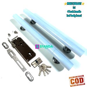 set lock body kunci dan 2buah gagang tarikan pegangan handle pintu rumah pilihan panjang 33cm dan 45cm untuk pintu depan dan kaamr daun 1