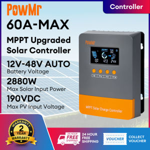 【Large screen】PowMr 60A MPPT Solar Charger Controller Max Pv Input  160V With Backlight LCD Display &Anderson Wiring Terminal 12-48V Battery