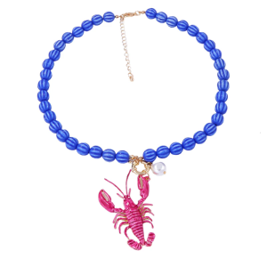 Stylish Ocean Themed Adjustable Lobster Pendant Necklace Corrosion Resistant Zinc Alloy for Casual Formal Outfits