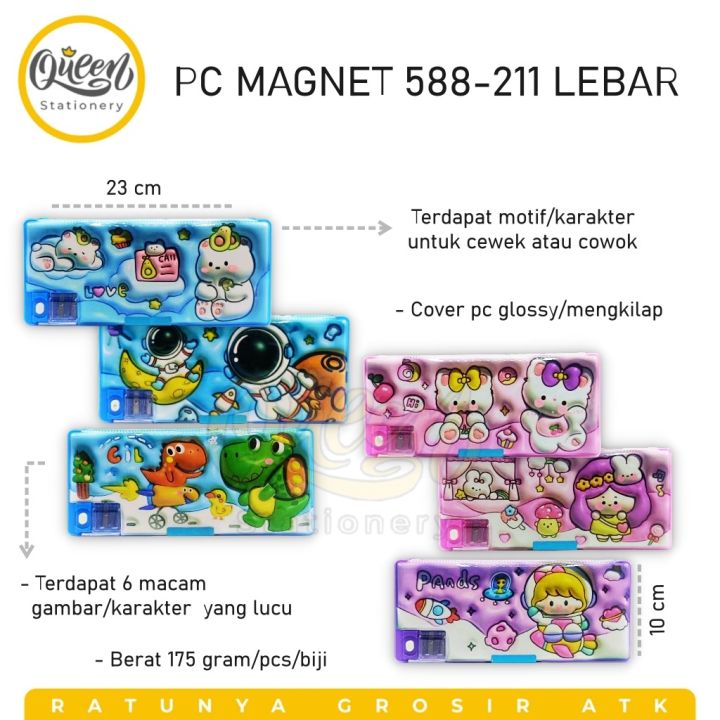 1 PCS PENCIL CASE MAGNET 588-211 LEBAR / PC MAGNET LUCU / KOTAK PENSIL/ tempat pensil