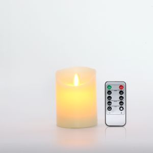 Flameless LED Candles Diameter Φ7.5 cm Battery Operated Real Wax Pillars & Moving Flame Wick with 10-Key Remote Control Timer