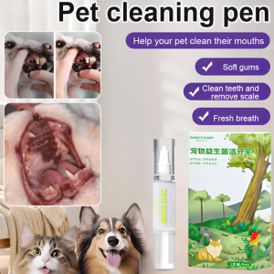 【Dual-Head Design】Pet Toothbrush Removes Bad Breath Pet Cleaning Pen Pet Dental Care Kit Safe Edible Formula Removes Tartar And Bad Breath