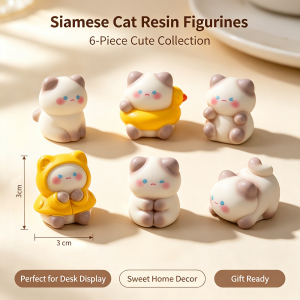 6Pcs Cute White Lucky Cat Resin Mini Figurines About 3cm Tiny Fortune Cat Dolls DIY Micro Landscape Terrarium Ornaments Dollhouse Desktop Miniature Craft Accessories