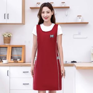 ZOOGGJZ Oil-proof Waist-Cinching Shoulder Strap Apron Waterproof Solid Color Cooking Baking Uniform Simple Breathable Womens Work Waist Apron for Home Kitchen