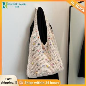 【HFM】 Women Crochet Shoulder Bag Knitted Tote Bag Large Capacity Outdoor Travel Bag
