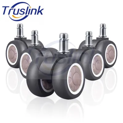 【SG Seller】Truslink 5Pcs Office Chair Casters Wheels 2 inch TPR Double Wheel Universal Rubber Replacement Quiet Rolling Safe for Various Floors