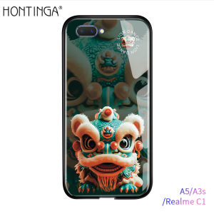 Hontinga Casing For Realme Note 50 C53 C51 C67 C55 C11 2021 C1 C12 C15 C17 C20 C2 C20A C21 C21Y C25 C25S C25Y C30 C3 C30S C31 C33 C35 Case Multicolor Lion Dance Phone Case Tempered Glass Back Casing Hard Cases