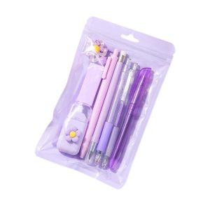 MYTHIS Macaron Color Stationery Set 8-in-1 Ballpoint Pen Multi-functional Mechanical Pencil Students Gift
