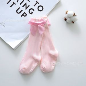 Socks for baby girl Newborn Baptismal Cotton Soft Lace Socks Big Bow Knee High Long socks for kids