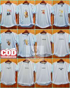 MV KING-PAKET RESELLER 12PCS KAOS PRIA DISTRO PUTIH BAHAN TEBAL MOTIF RANDOM UKURAN XL