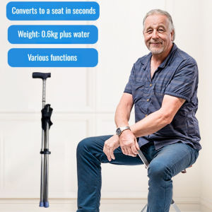 Outdoor Lightweight Foldable Walking Stick Chair For Elderly Travel/Walking Cane For Seniors/Stable Support/Waterproof Sunproof/Two In One Stool/All Season Use
