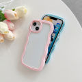 2 IN 1 Macaron Solid Color Wave Frame Transparent Phone Case for iPhone 13 12 Pro Max 11 Xr Xs Max X 7 8 Plus Clear Thicken Shockproof Bumper Soft TPU Back Cover Casing. 