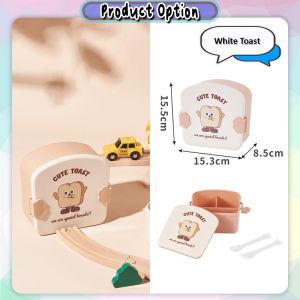 [Choo Choo Toy] Cartoon Burger Toast Print Bento Lunch Box Food Container with Compartments 便当饭盒午餐盒 Bekas Makanan - KW91