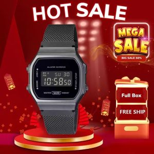 [Watches Of Japan] A168 Vintage Gray IP Stainless Steel Adjustable Strap Negative Display Men Women Watch