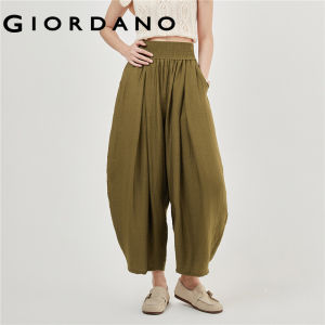 GIORDANO ผู้หญิง  กางเกงเอวยางยืด ผ้า Tencel ทรงหลวม น้ำหนักเบา ความยาวระดับข้อเท้า กางเกงขายาวแฟชั่นลำลอง 18423902