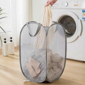 Mesh cloth foldable dirty clothes washing basket household bathroom washing basket miscellaneous