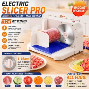 Lecon Electric Meat Slicer 150W | Mabilis maghiwa ng Karne Prutas at Gulay 1‑15mm Adjustable Kapal