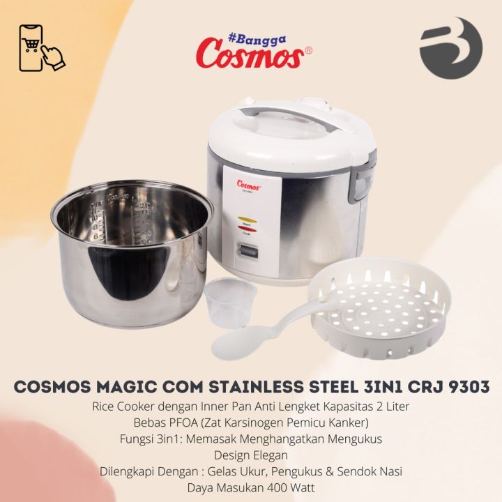 Cosmos Magic Com rice cooker Stainless Steel 3in1 CRJ 9303