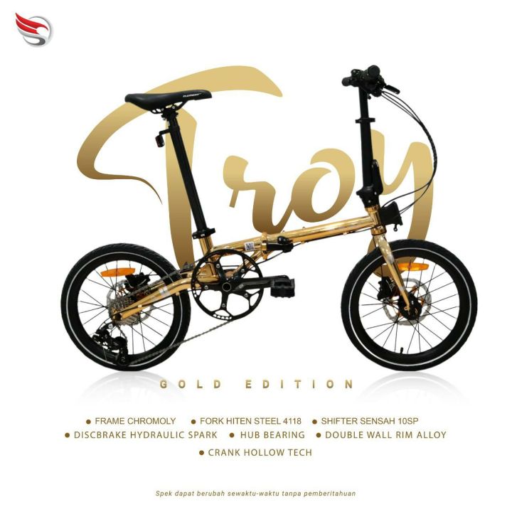Sepeda Lipat Element Troy 10 Speed Gold Edition Chrome