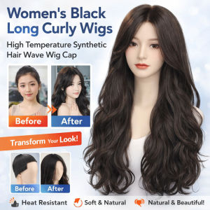 Middle Part Long Curly Wig/Natural Looking Heat Resistant Synthetic Hair/Party Daily Use Hair Accessories For Adult Women/Realistic Shape Retention Wigs