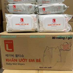 (Thùng 24 Gói) Khăn Ướt Em Bé Choice L Lotte Hương Yến Mạch 80 Miếng (Bibistore TB)