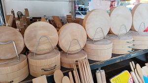 Kitchen Habitats Kayu Tembusu Wooden Chopping Board – 10 Inch Round Hand-Finsihed