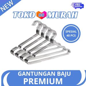 Toko Murah 88 - Gantungan Baju Anti Karat isi 40pcs Harga Promo Murah Hemat Hanger Kawat Stainless