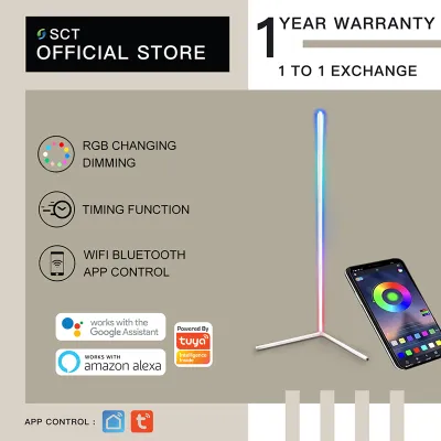SCT Wifi Smart Standing Lamp Voice Control Floor Lamp Creative Vertical Table Lamp RGB Modern LED Light Corner Floor Ambiance Living Room Decorations Google Home