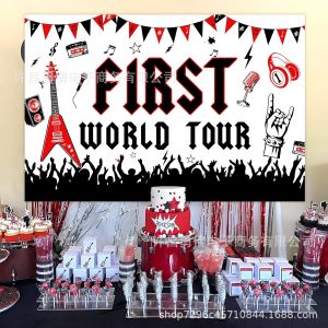 Rock guitar music birthday backdrop cloth hanging tapestry door banner flag banner cloth