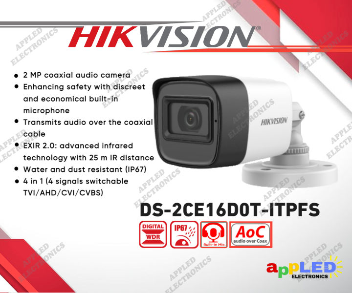 Hikvision analog camera with built hot sale in microphone