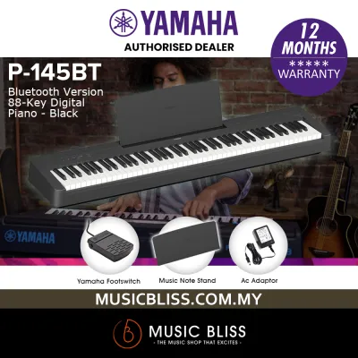Yamaha P-145BT Bluetooth 88-Key Digital Piano with Original Adapter - Black (P145 P145BT P45 P-45) Replace P-145