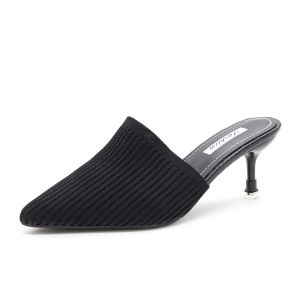 Knitted High-Heeled Mules For Women New Summer Fashion Half-Slippers Stylish Stiletto Sandals