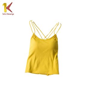 1K Tanktop Pakaian Dalam Wanita Korean P641 Tangtop Bra Wanita Polos Cup Busa Tali Silang Belakang
