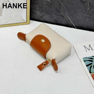 HANKE Genuine Leather Compact Coin Purse Women′s Soft Leather Mini Storage Bag First Layer Cowhide Hand Coin Purse