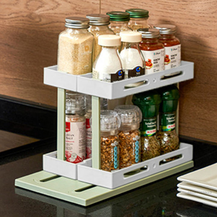 Pull Out Type Spice Rack Metal Storage Space Saving Organizer for