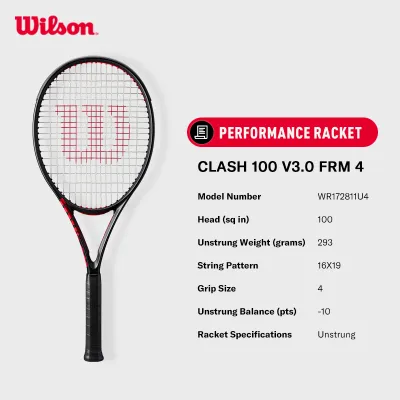 Wilson CLASH V3 100 Performance Racket (Unstrung) WR172811U