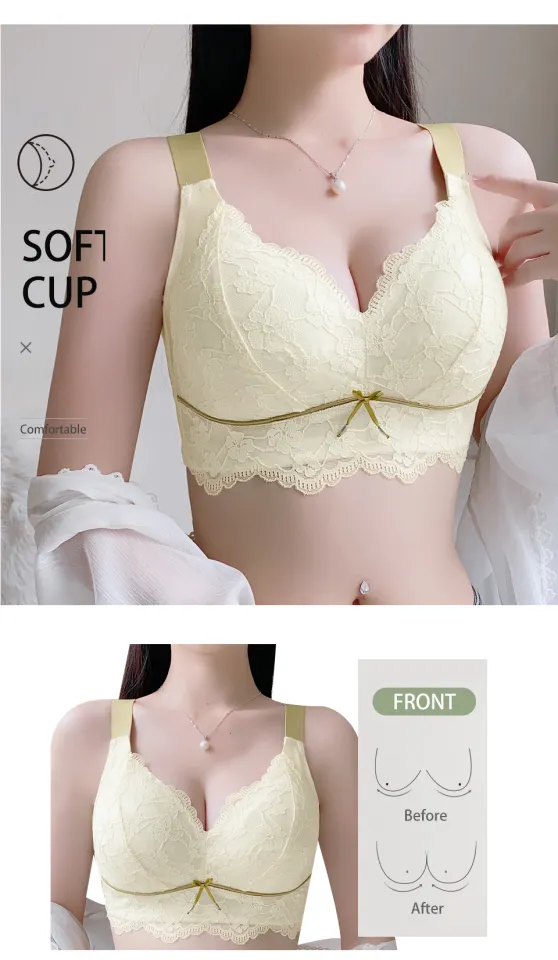 FallSweet Push Up Bras Anti Overflow Bra Thin Cup Non Steel Ring Breathable  Women Underwear Lace Sexy Plus Size Lingerie 36-46CD