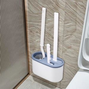 YYDS Toilet Brush 3 in 1 Set Wall-mounted Multifunction Silicone Bathroom Cleaning Brush With Holder