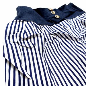 Celana Pendek 7/8 Import Size M-XL Katun Biru Salur Senam Olahraga Jogging Yoga Wanita Maxjem