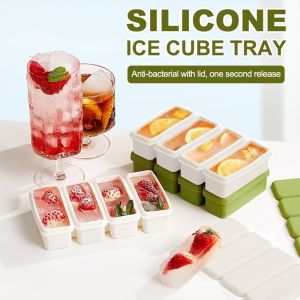 4 Grid Silicone Long Ice Tray Mold Food Grade Reusable Homemade Ice Cubes Suitable for Cold Drinks