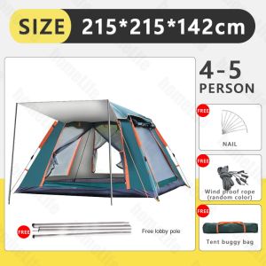 6-8 Person Outdoor Tent for Camping Automatic Tent Outdoor Pop Up Tent Double Layer WaterProof Family Travel Hiking Tent