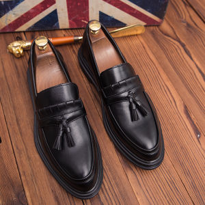 Prikol Modern Gaya Sepatu Pantofel Pria Slip On Tassel Loafer Fantofel Formal Kerja Kantor Kekinian Murah Kuliah Keren 172