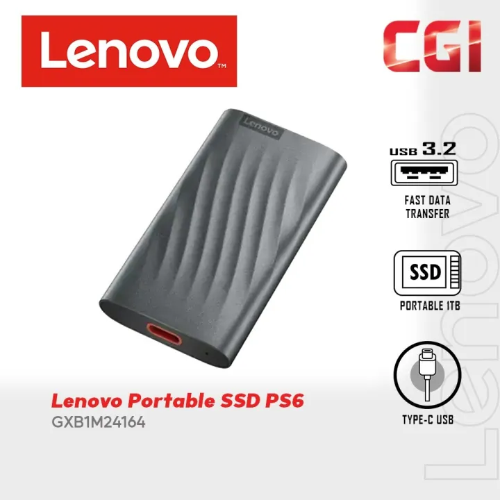 Lenovo PS6 1TB USB-C Lightweight Portable SSD - GXB1M24164