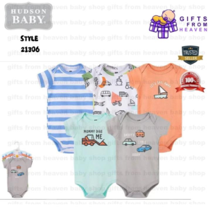 HUDSON BABY COTTON 5 BODYSUITS ASSORTED SIZE 21306