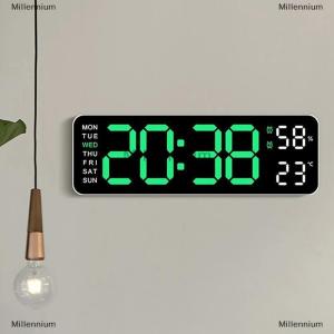 [COD] Millennium Large Digital Wall Clock Temperature And Humidity Week Display Brightness Adjustable Electronic LED Table Alarm Clock