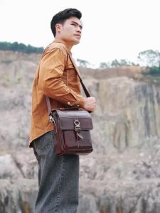 Túi đeo vai nam BULLCAPTAIN bằng da kiểu dáng giản dị thời trang dung tích lớn.