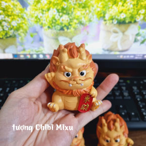 Tượng Rồng Vàng Phong Thủy Chibi Mixu 7.5cm - Quà Tặng Trang Trí Cửa Sổ/Phòng Ngủ