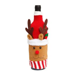 GOXBERK Ông già Noel Hộp đựng trang trí chai rượu Người tuyết Vải Hộp bảo vệ rượu vang đỏ Phụ kiện rượu vang đỏ Lễ hội Phụ kiện chai rượu Sâm banh