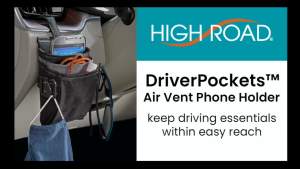 High Road DriverPockets Car Pouch - Air Vent Pocket and Vent Cell Phone Holder for Car - Front Seat Organizer with 3 Pockets Hanging Hooks and Charging Port