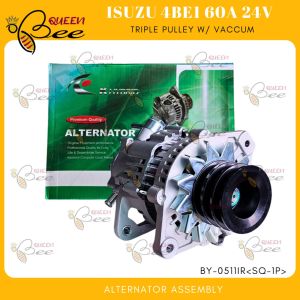 QUEEN BEE Isuzu 4BE1 4BC2 4BC1 Alternator Assembly 60AMP 24v Triple Pulley with Vacuum BY-0511IR SQ-1P KHYBRID